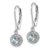 Sterling Silver Rhodium-Plated Aquamarine and Diamond Drop Earrings  Polished Finish